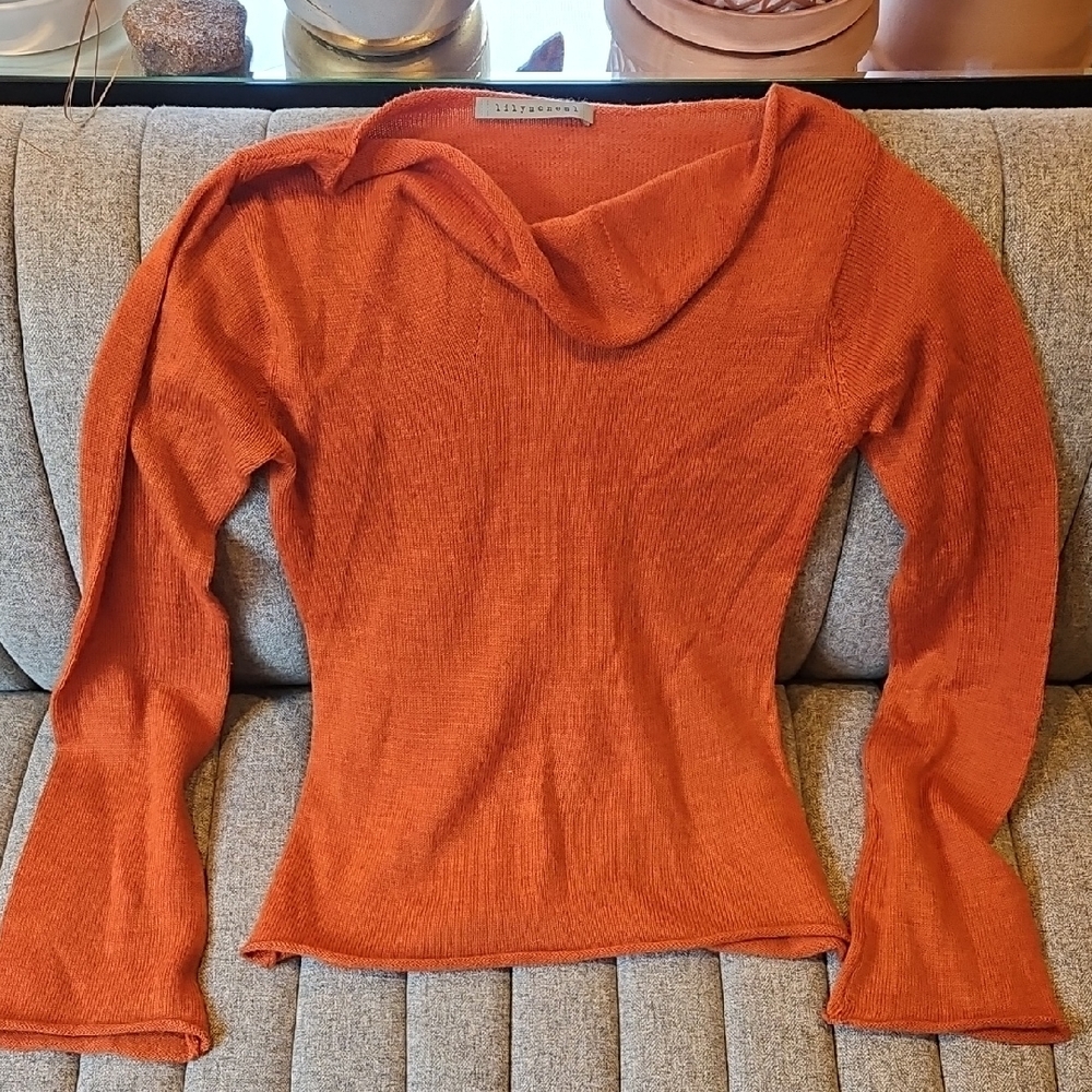 Orange Cowl Neck Sweater